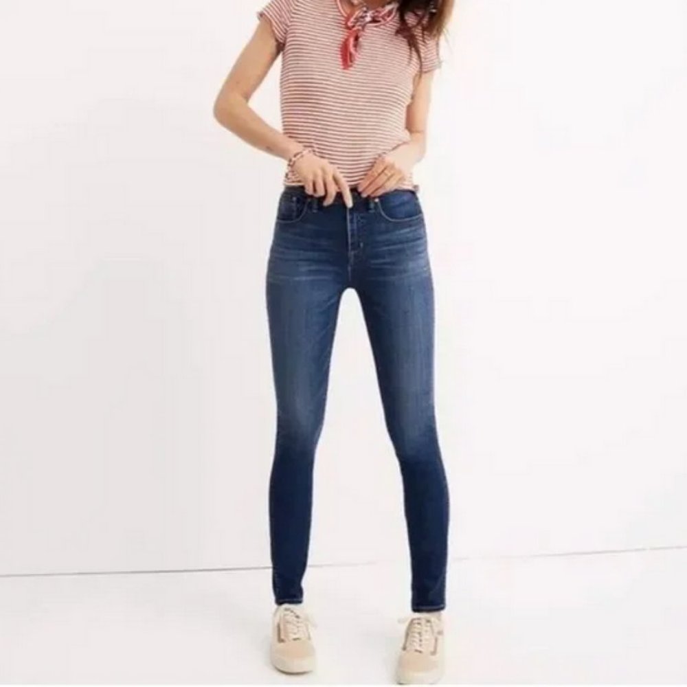 Madewell 9" High Rise Skinny Jeans Dark Blue Size 25 Like New